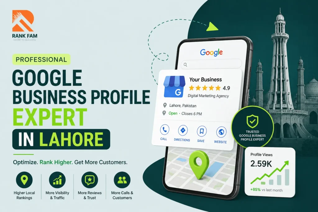 Professional Google Business Profile expert in Lahore optimizing local business listings for better Google Maps visibility.
